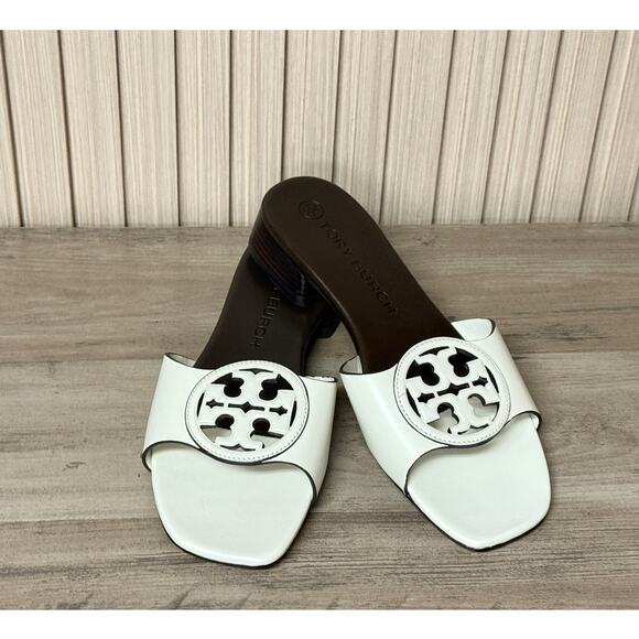 Tory Burch Women’s Bombé Miller Slide Calfskin Leather White 25mm Size 6M - Picture 11 of 11